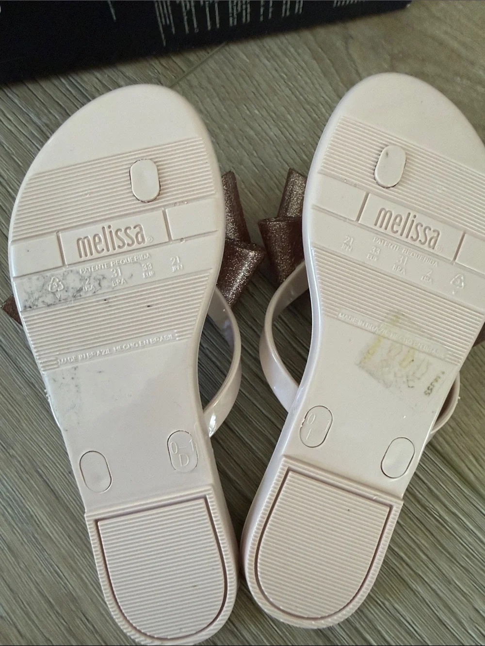 mel® Dreamed by Melissa Pink Glitter Bow Jelly Sandals - size 2